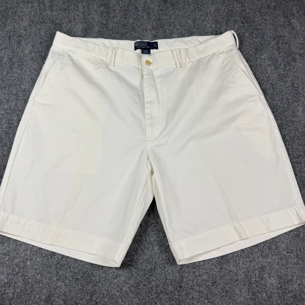 Polo Ralph Lauren Prospect Chino Shorts Mens 40 White Cotton Flat Front 9 Inseam